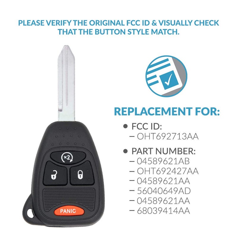 Keyless2Go Replacement for Keyless Entry Remote Car Key Vehicles That Use 4 Button OHT692713AA - Image 4